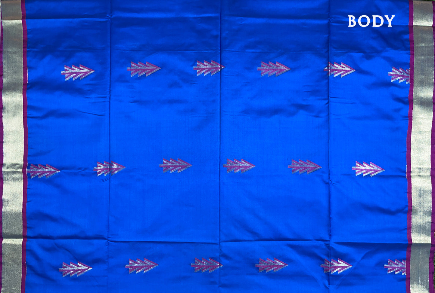 Blue with Rani Pink Kanchipuram semi soft silk saree