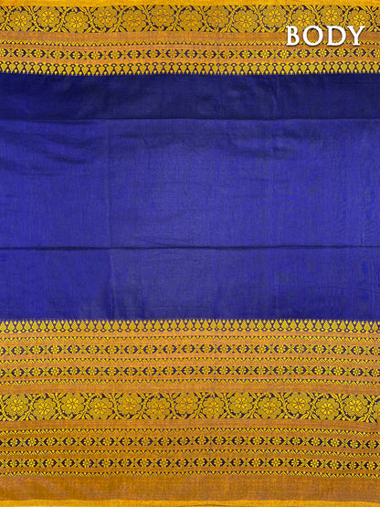 Blue and yellow begumpuri cotton saree