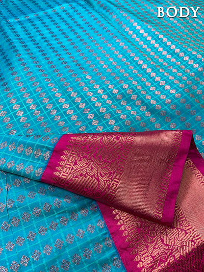 Blue kanchipuram silk saree