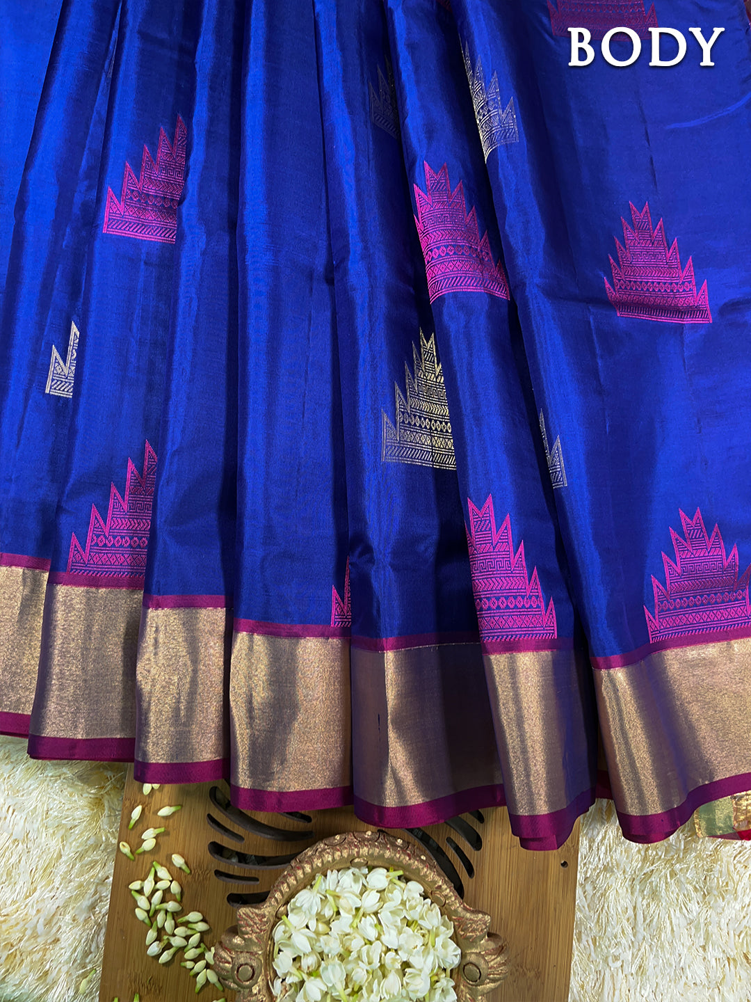 Blue kanchipuram pure soft silk saree