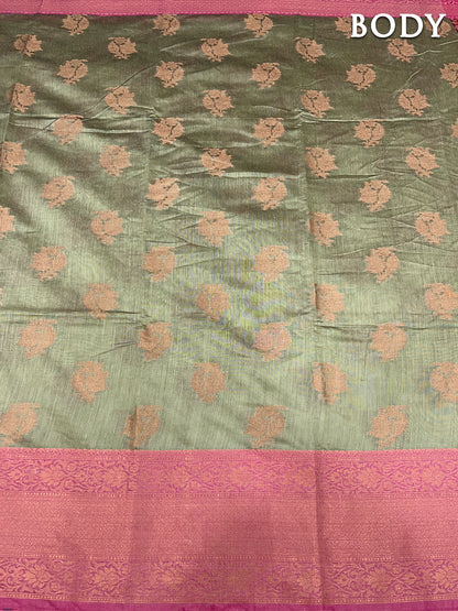 Beige banarasi chanderi cotton saree