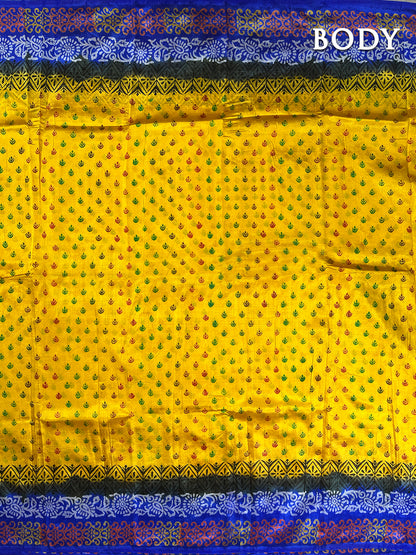 Lemon yellow semi dupion silk saree