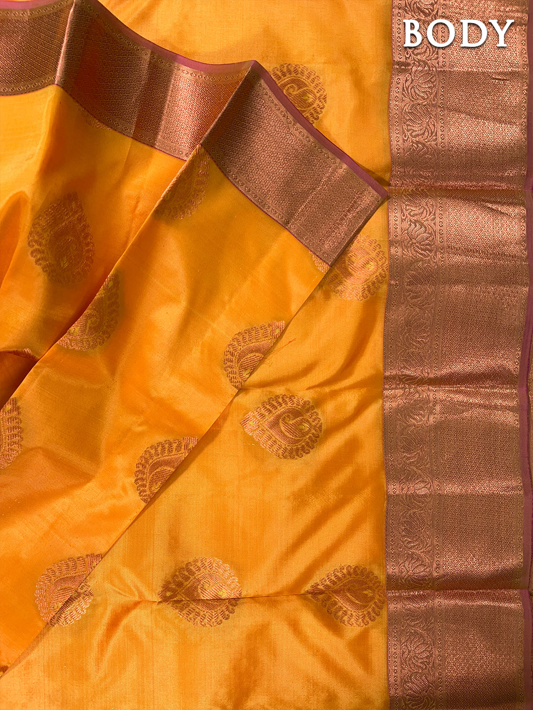 Yellow kanchipuram pure silk saree