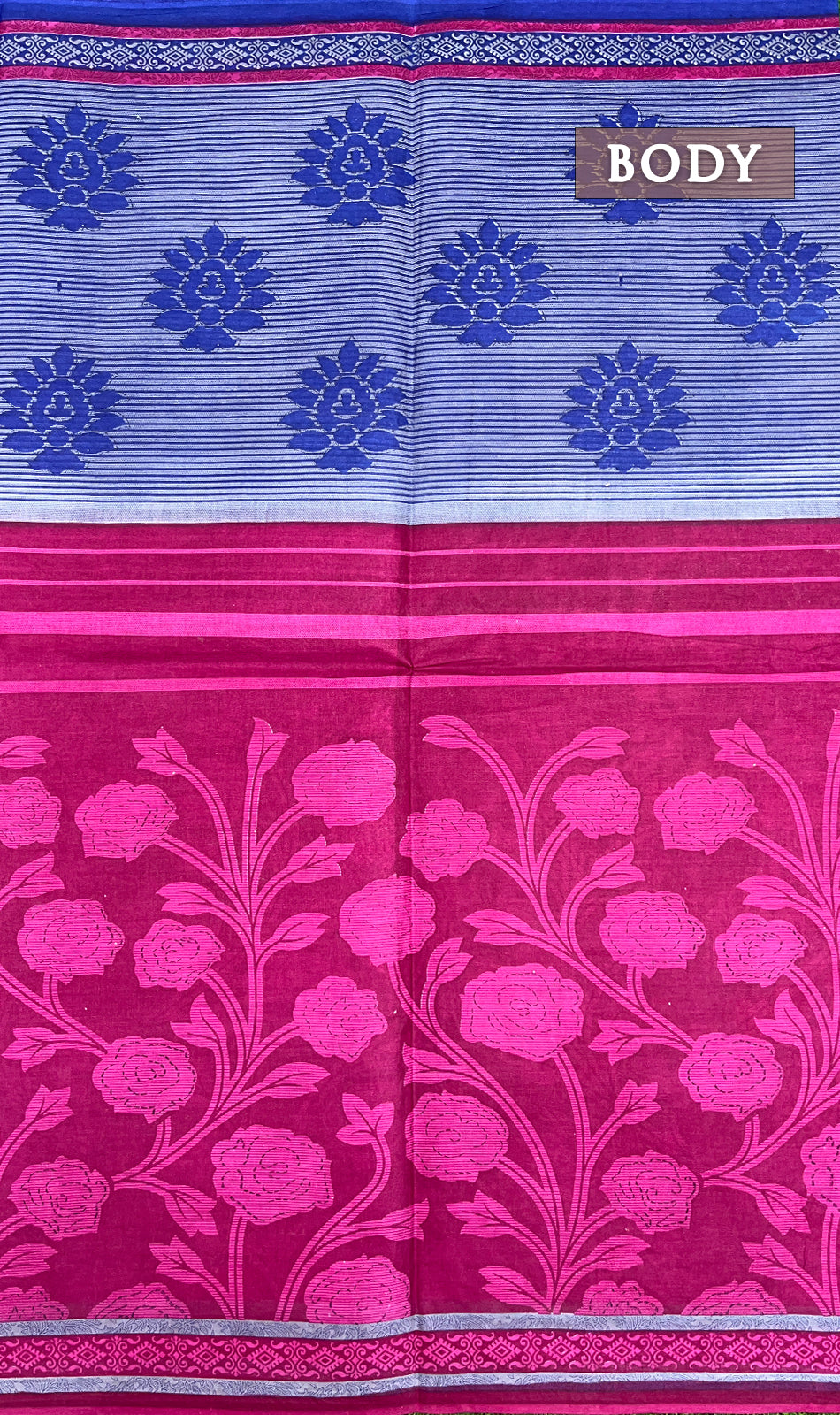 Beet red printed cotton saree