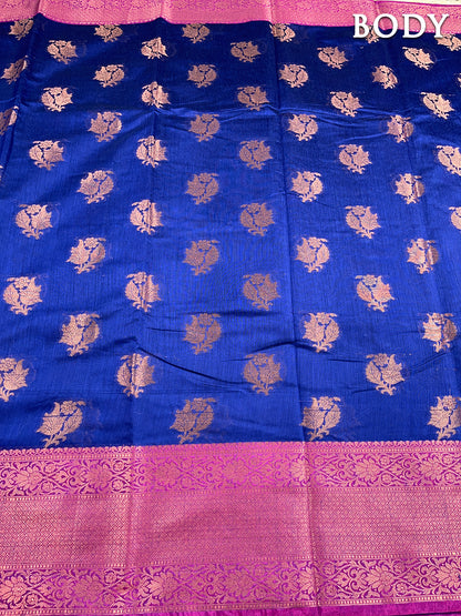 Royal blue banarasi chanderi cotton saree