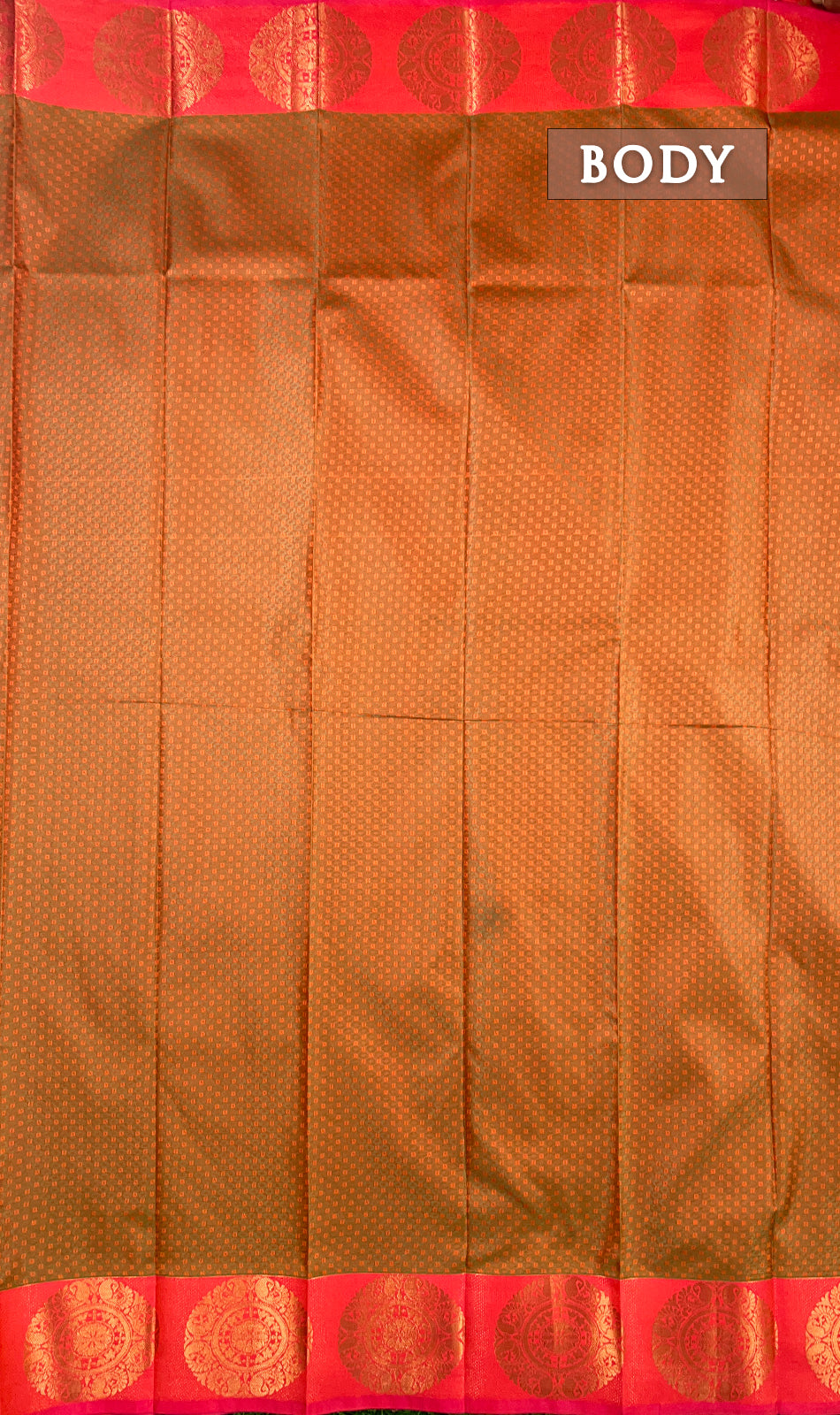 Dual shade of orange and green semi silk saree