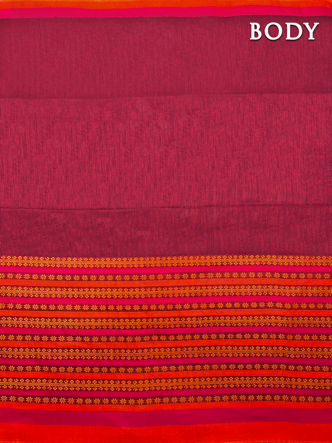 Maroon and orange begumpuri cotton saree