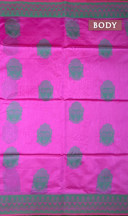 Pink chanderi silk cotton saree