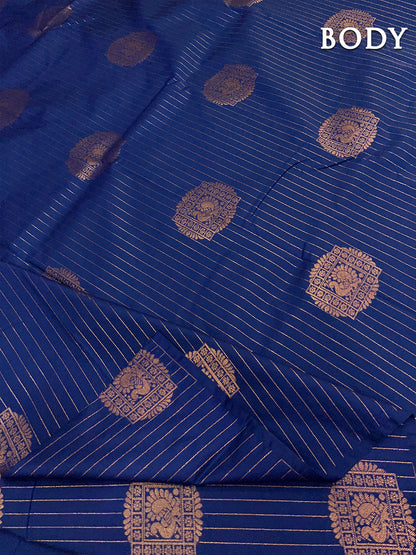 Blue kanchipuram soft silk saree