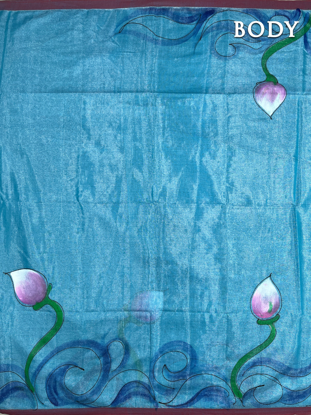 Blue hand painted saree