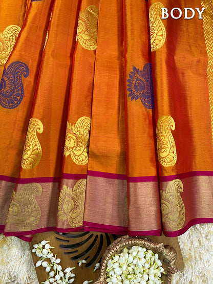 Yellow kanchipuram pure soft silk saree