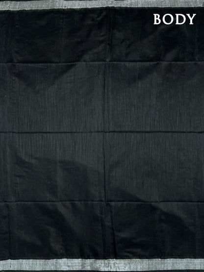 Black cotton linen saree