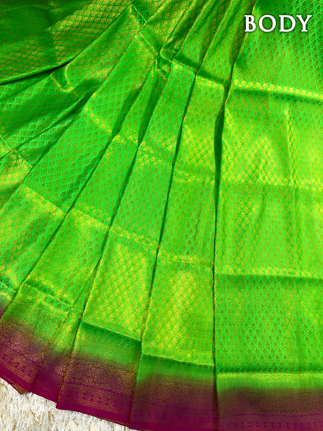 Green and pink banaras soft silk saree