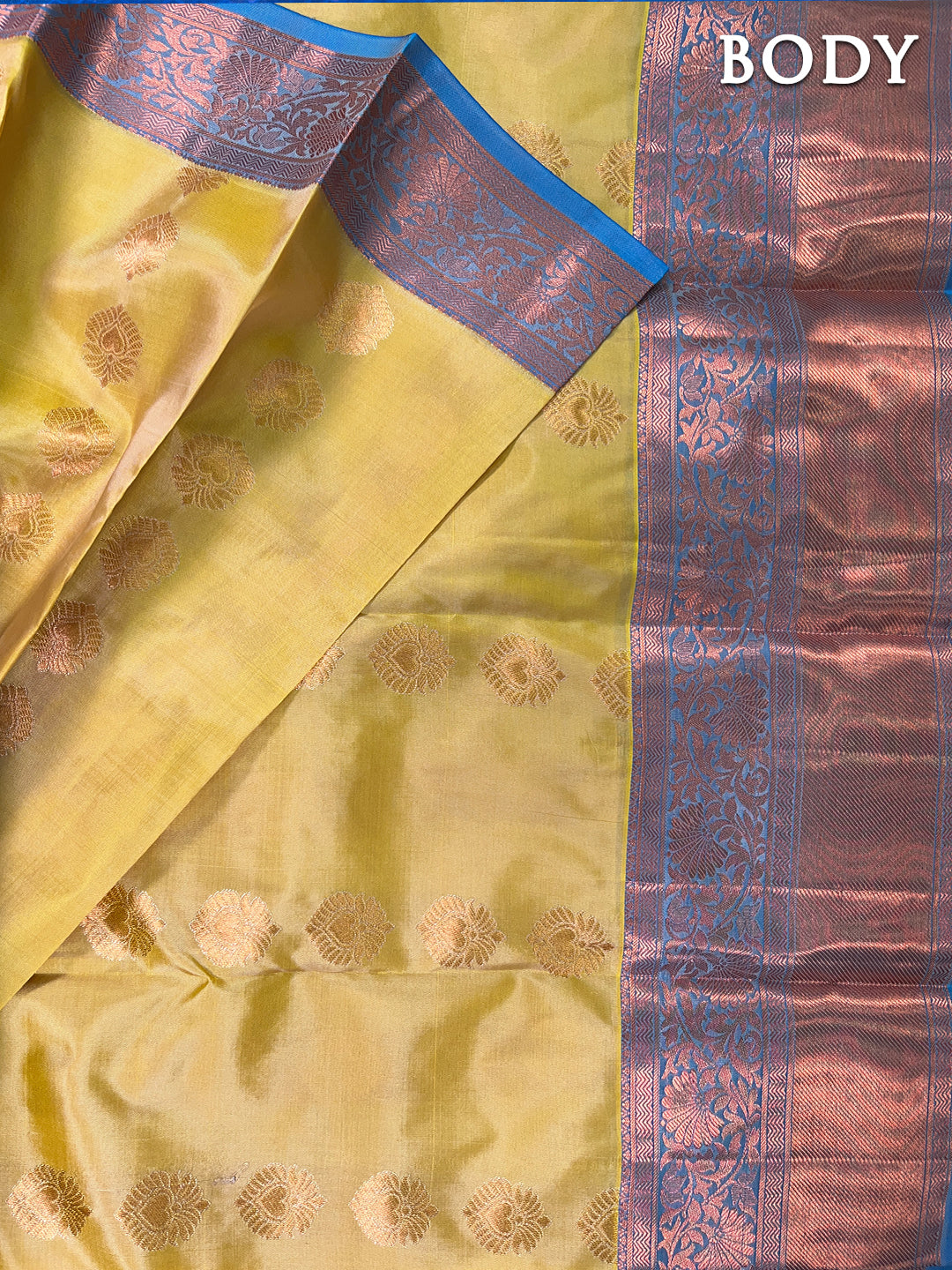 Dual color of sandal kanchipuram pure silk saree