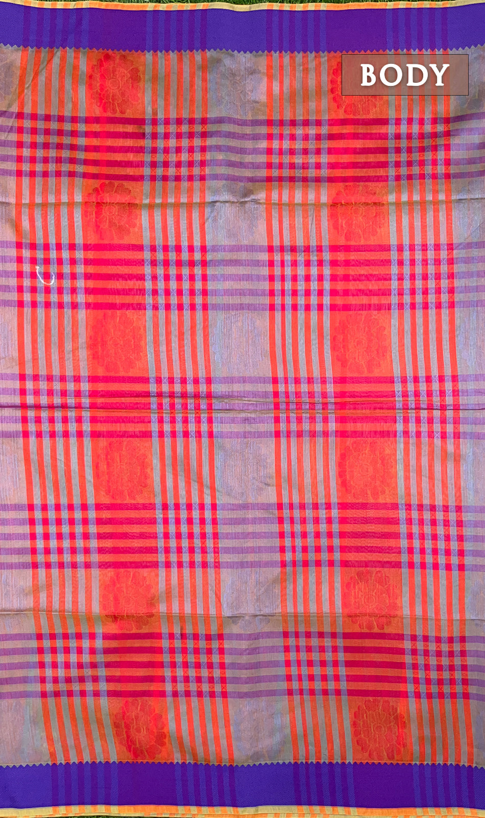 Red and violet chanderi silk cotton saree