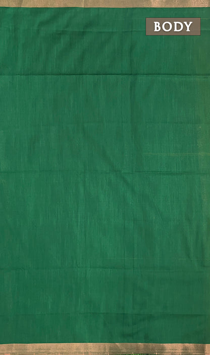 Green and red magizham semi linen silk saree