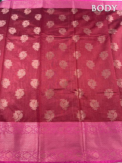 Brown banarasi chanderi cotton saree