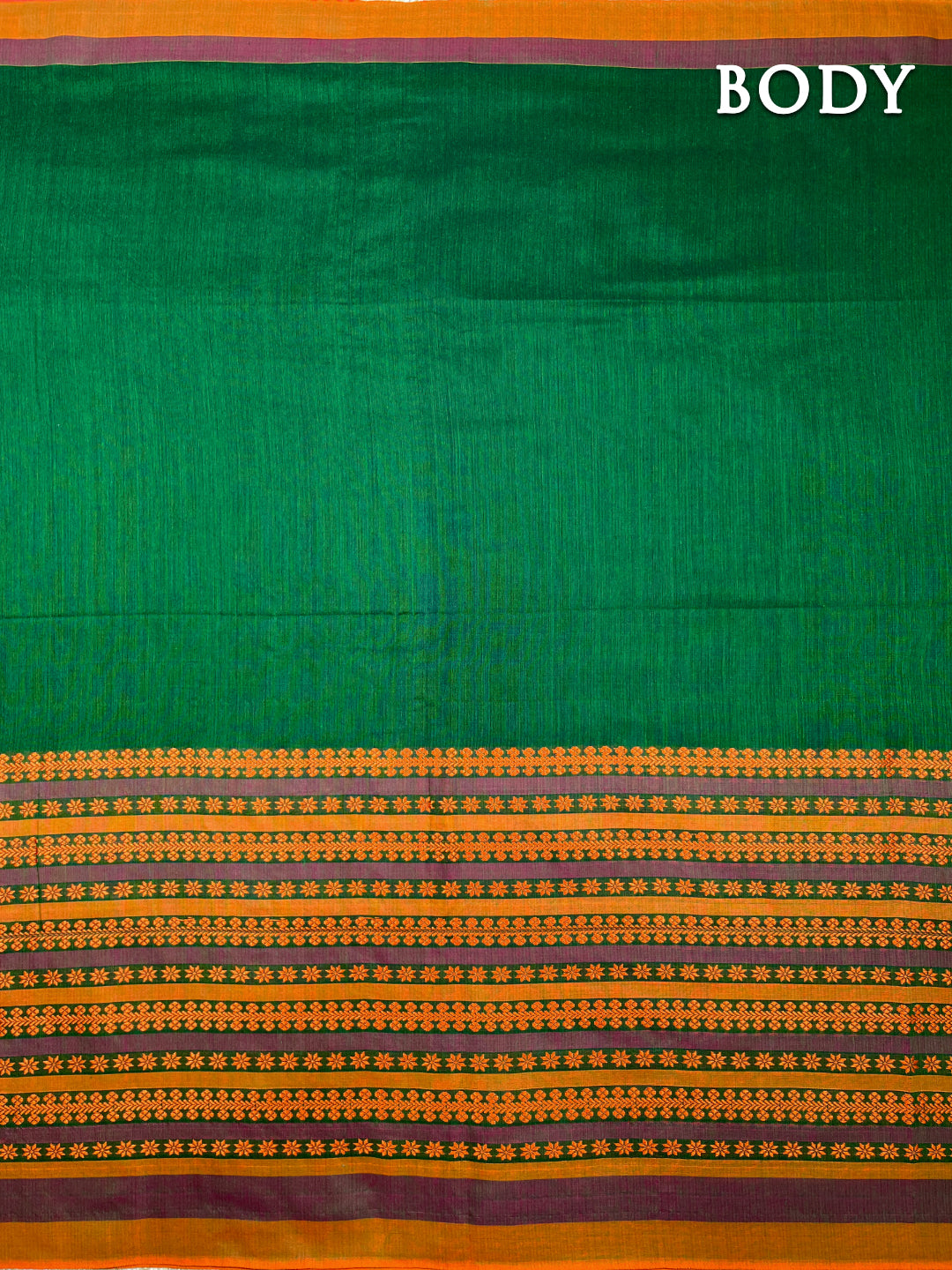 Green and orange begumpuri cotton saree
