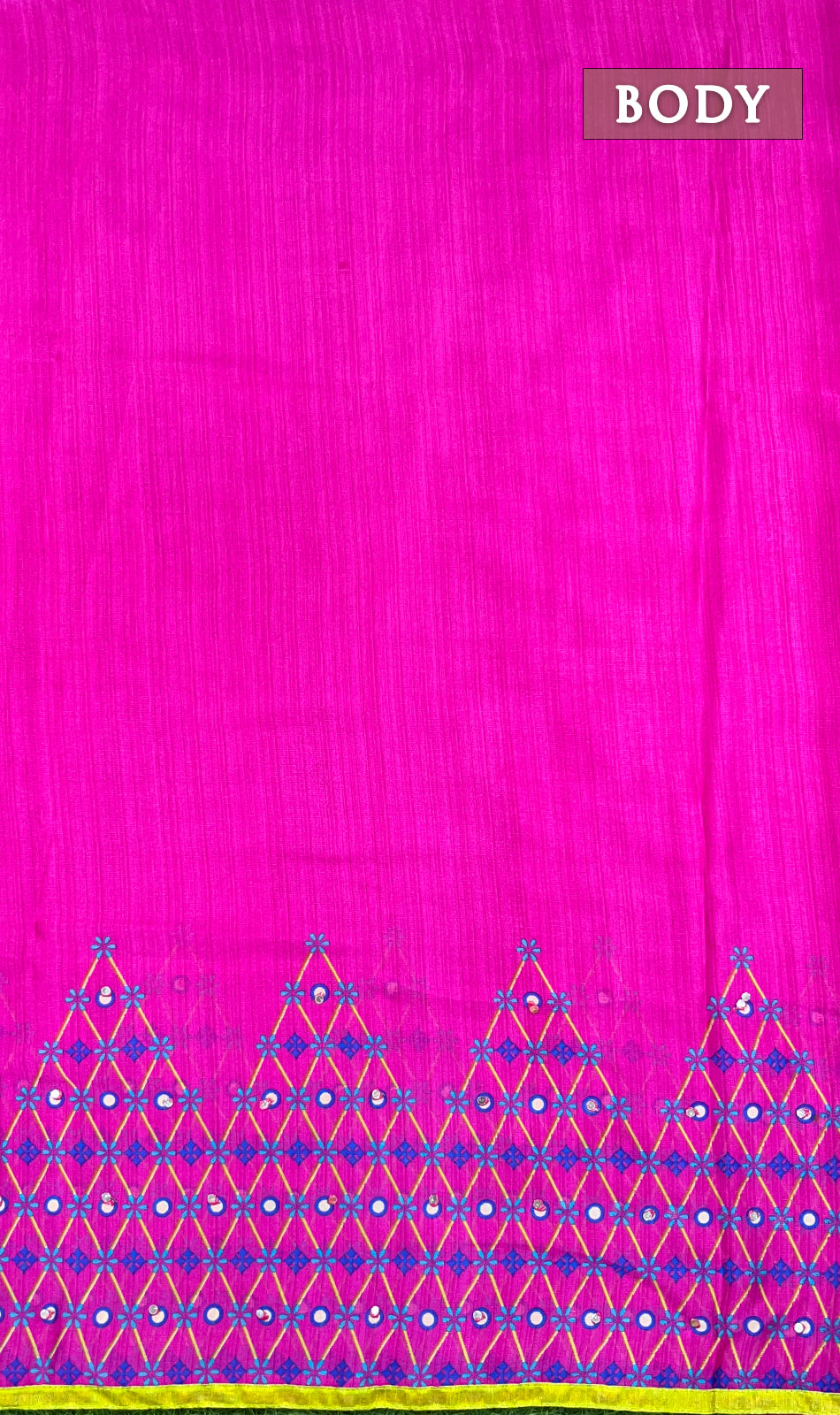 Pink and green georgette saree