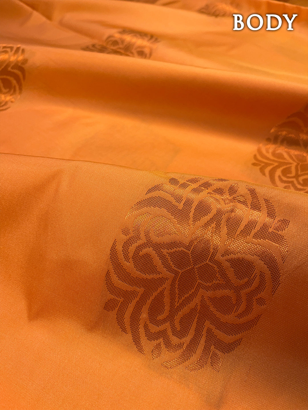 Dual color of orange and maroon kanchipuram semi soft silk saree