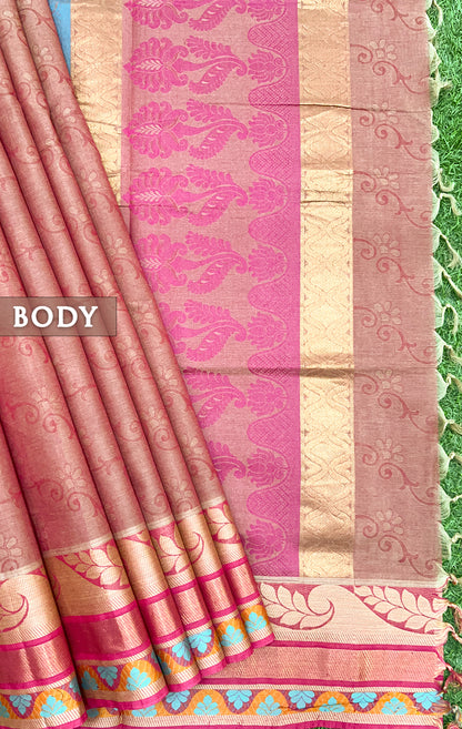 Double tone of pink shade pure rich cotton saree