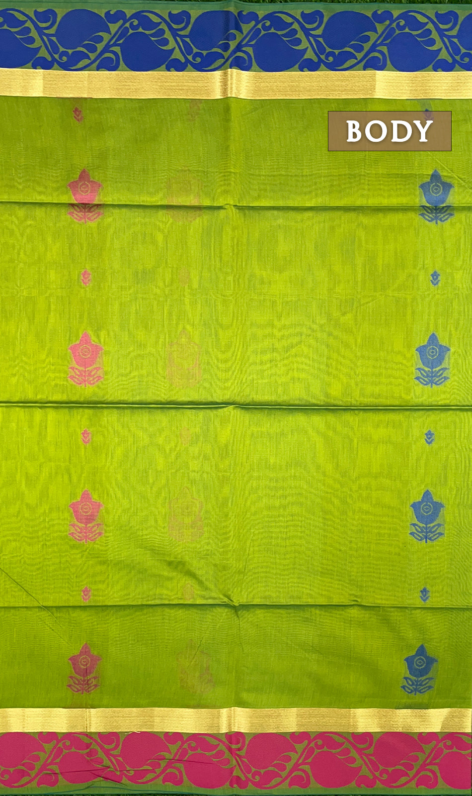 Green chanderi silk cotton saree