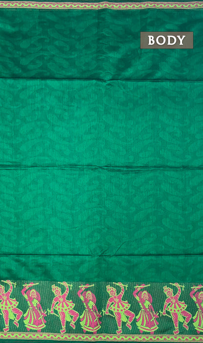 Green chanderi silk cotton saree