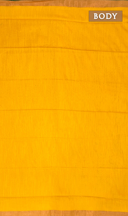 Yellow and blue magizham semi linen silk saree