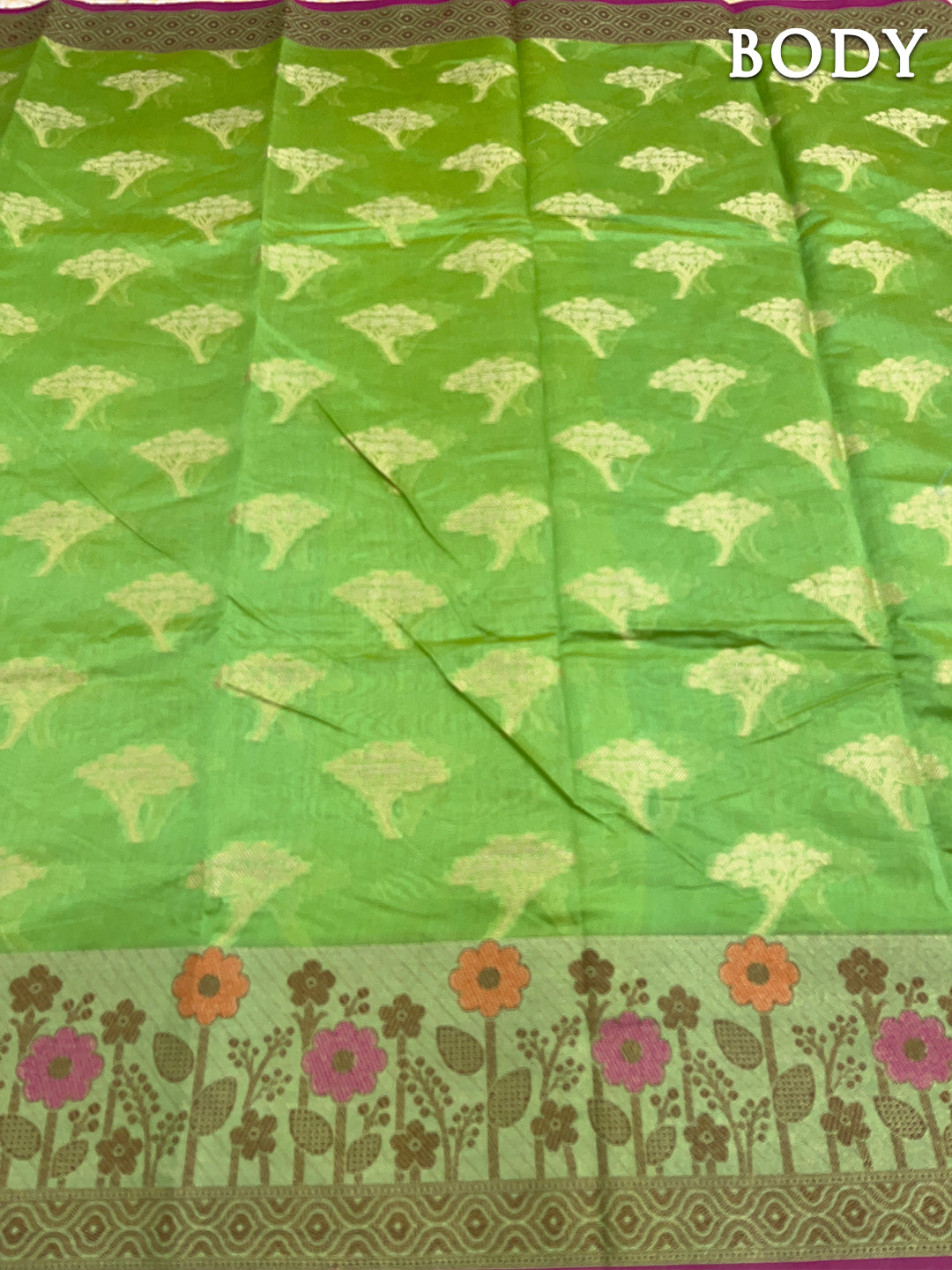 Green banarasi chanderi cotton saree