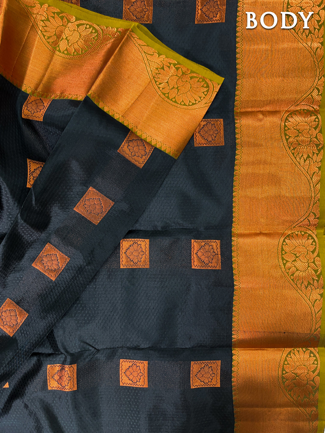 Black kanchipuram pure silk saree