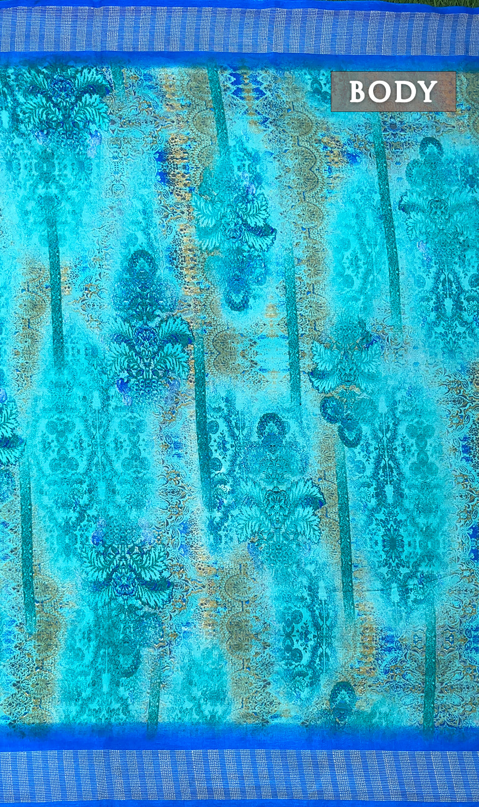 Dual shade of blue digital print saree