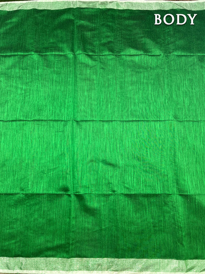 Green cotton linen saree