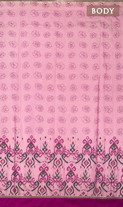 Pastel pink rich linen saree