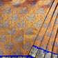 Orange electronic jacquard kanchipuram korvai silk saree