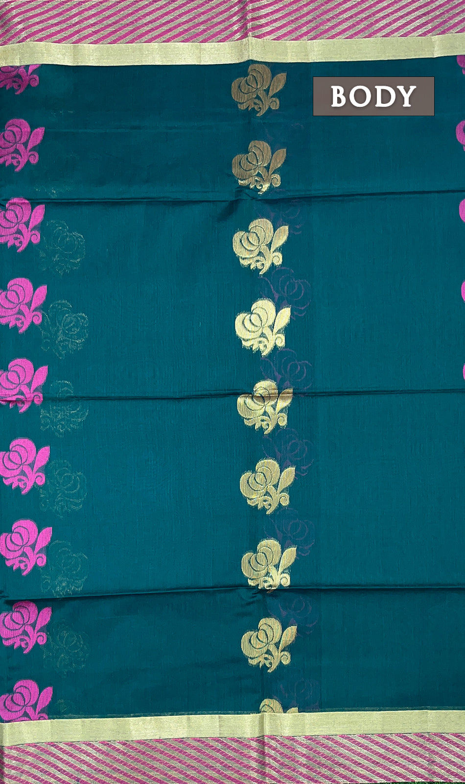 Green chanderi silk cotton saree
