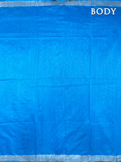 Blue cotton linen saree