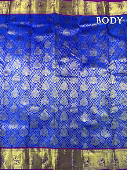 Dual color of blue kanchipuram pure silk saree