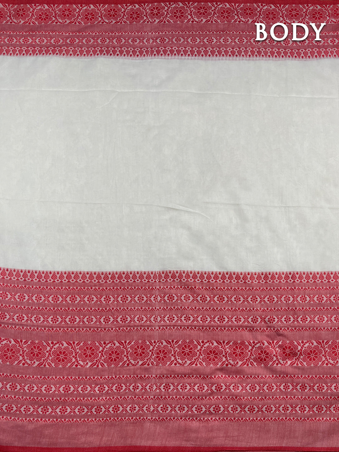 White and red begumpuri cotton saree