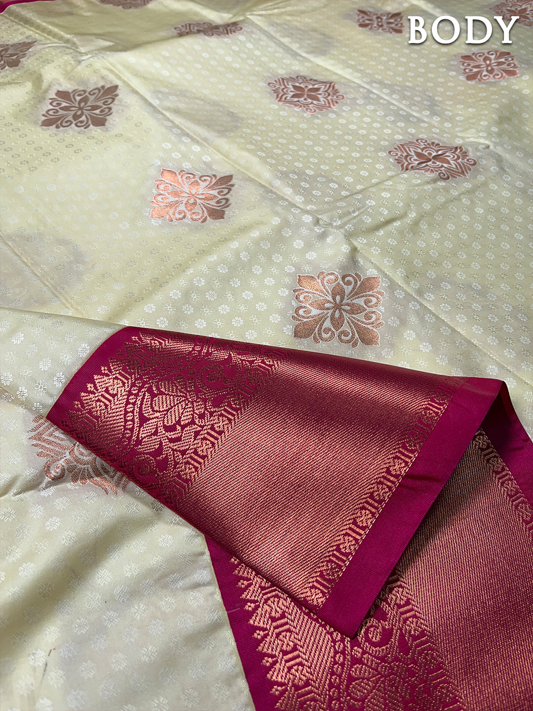 Cream kanchipuram silk saree