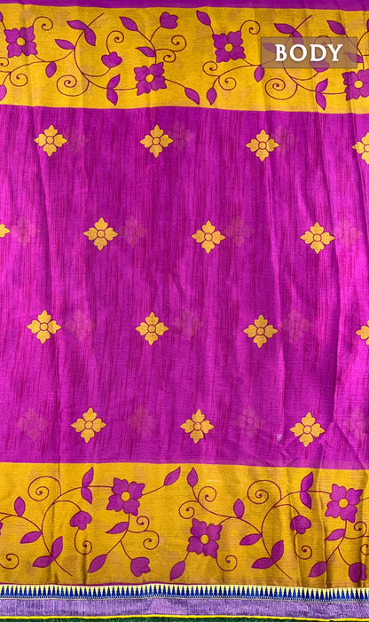 Mustard yellow and pink georgette saree