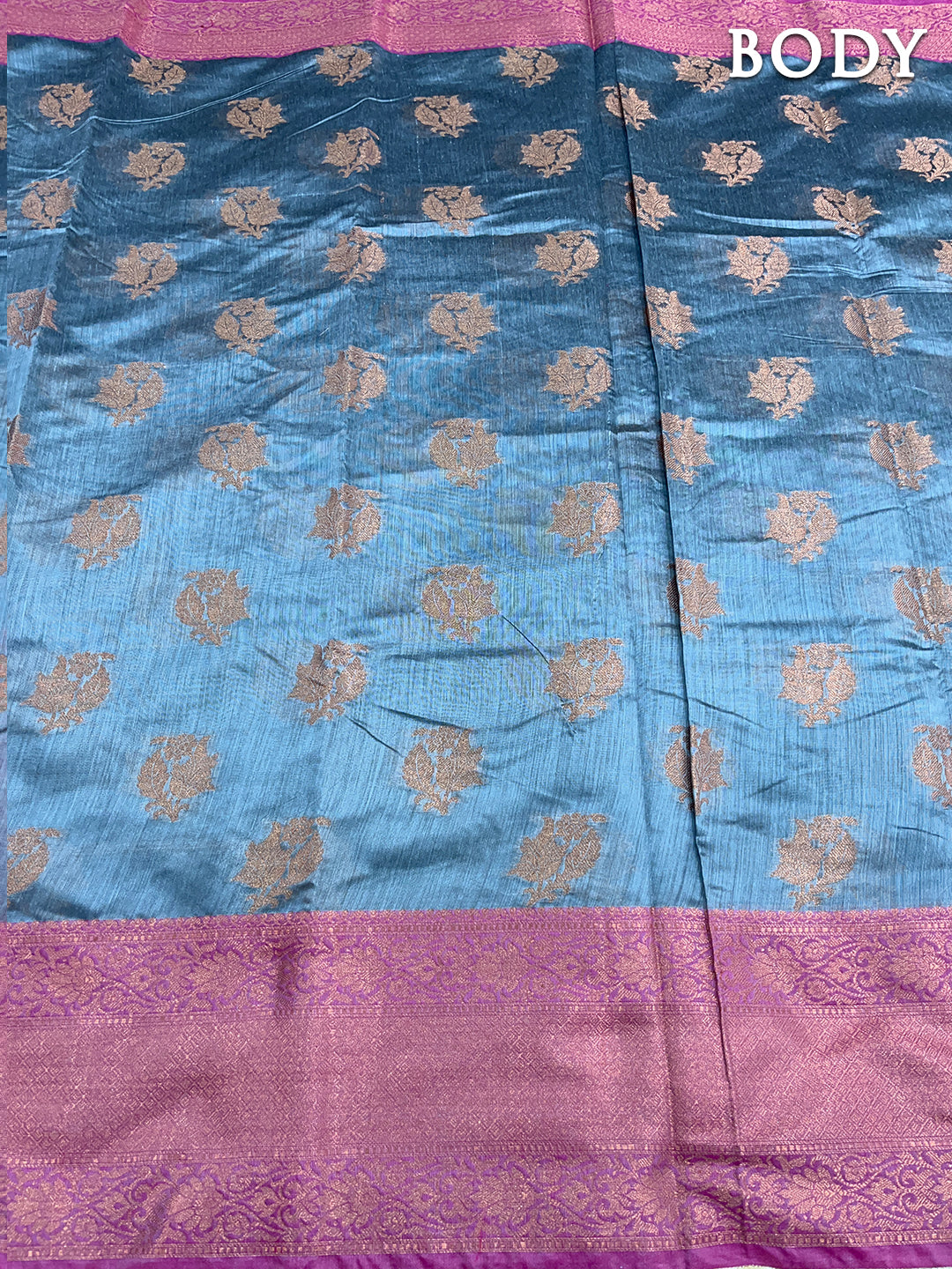 Dual color of blue banarasi chanderi cotton saree
