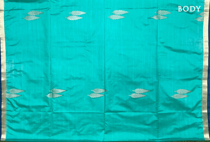 Blue with Ink Blue Kanchipuram semi soft silk saree