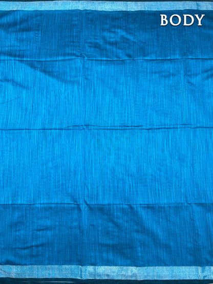 Blue cotton linen saree