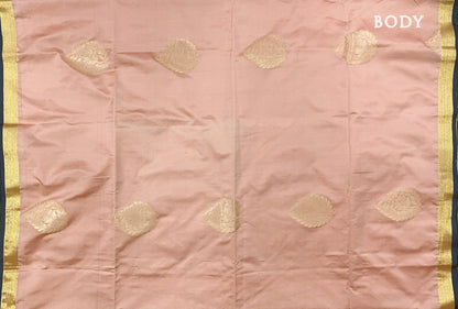Baby Pink with Grey Kanchipuram semi soft silk saree