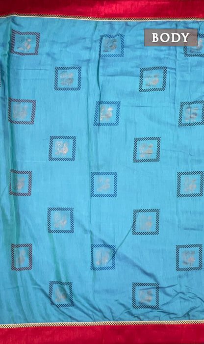 Blue rich linen saree