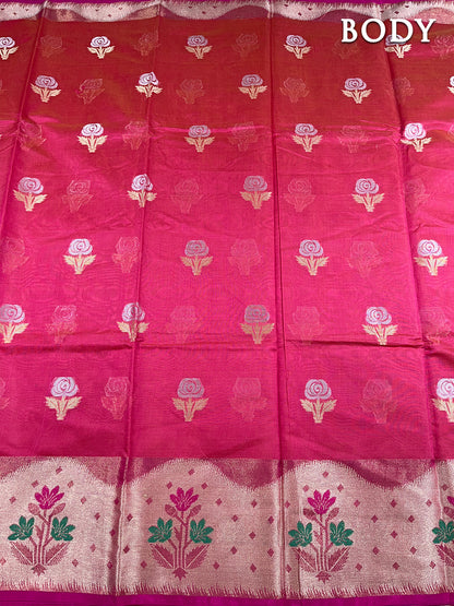 Pink banarasi chanderi cotton saree