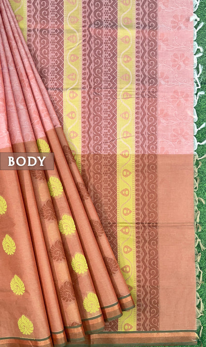 Dual shade of pink pure rich cotton saree