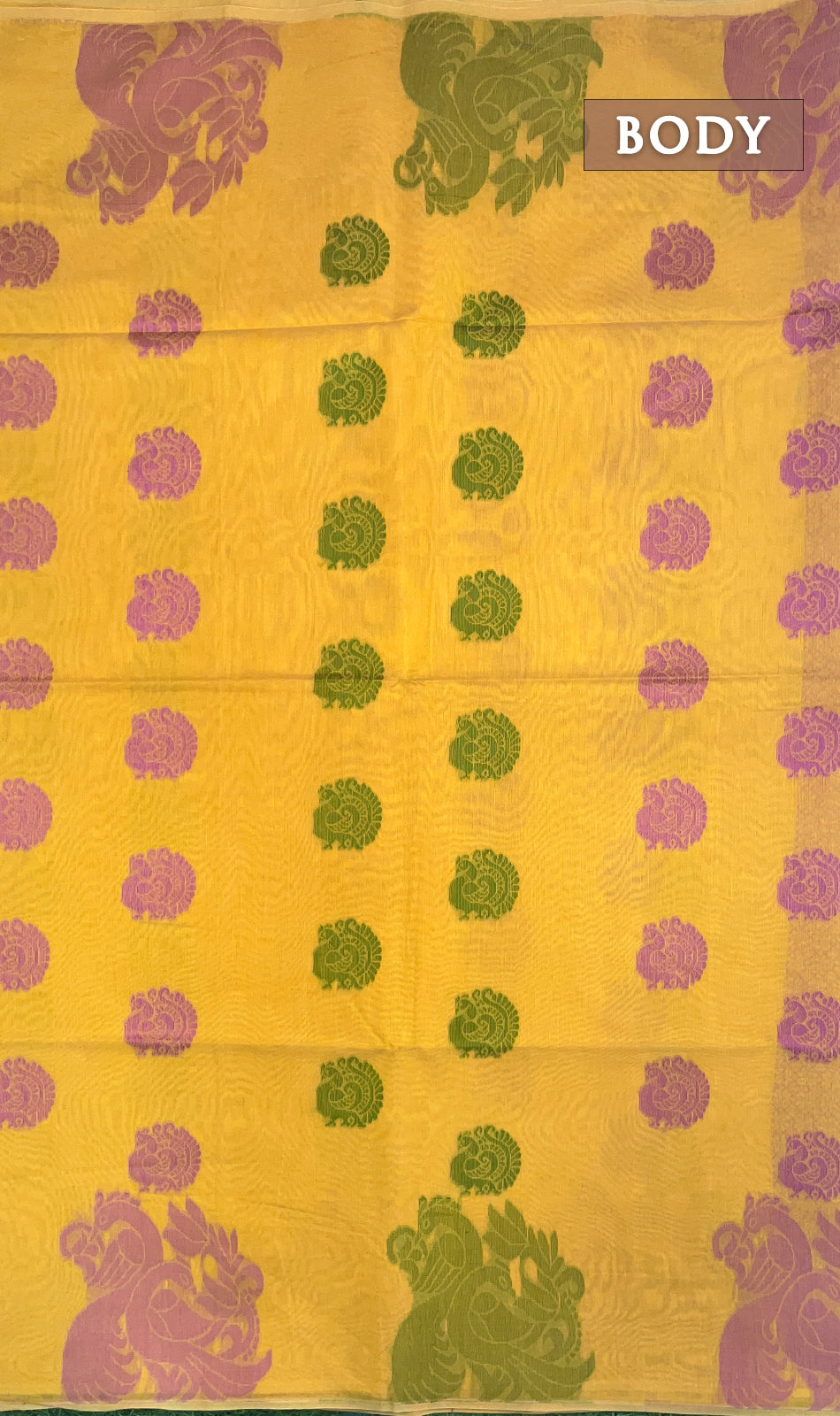 Mustard yellow chanderi silk cotton saree
