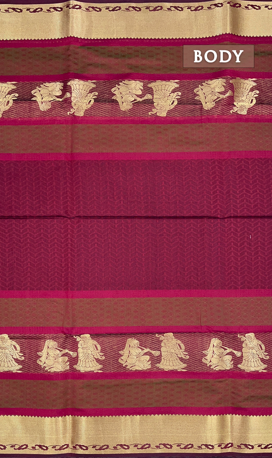 Maroon chanderi silk cotton saree