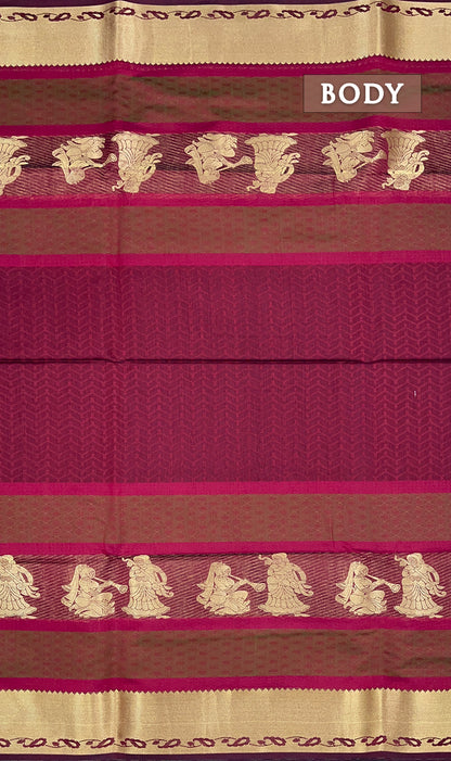 Maroon chanderi silk cotton saree